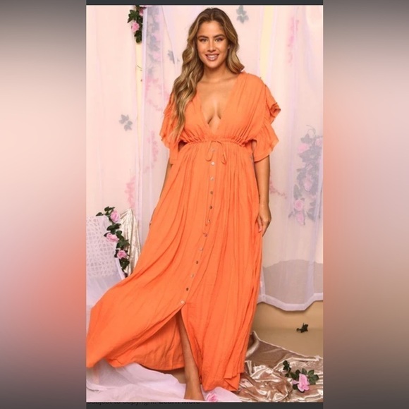 Talulah Lennon Maxi Dress Orange Large - Picture 1 of 10